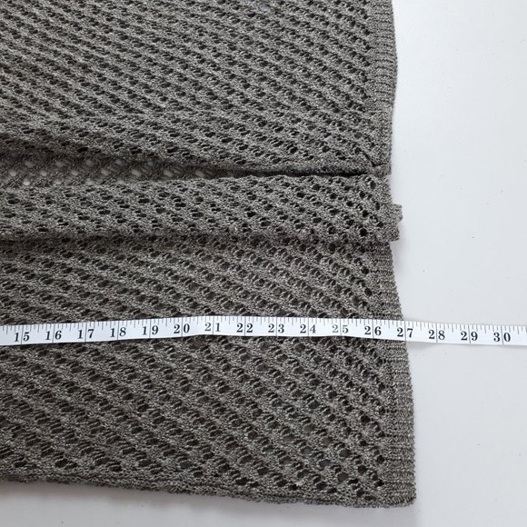 JANA Taupe Open Front Crochet Cardigan - Picture 8 of 14